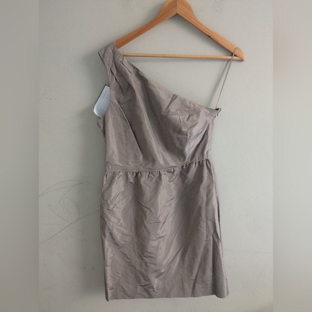 J. Crew Silk Formal Taupe One Shoulder Mini Cocktail Dress Size 10